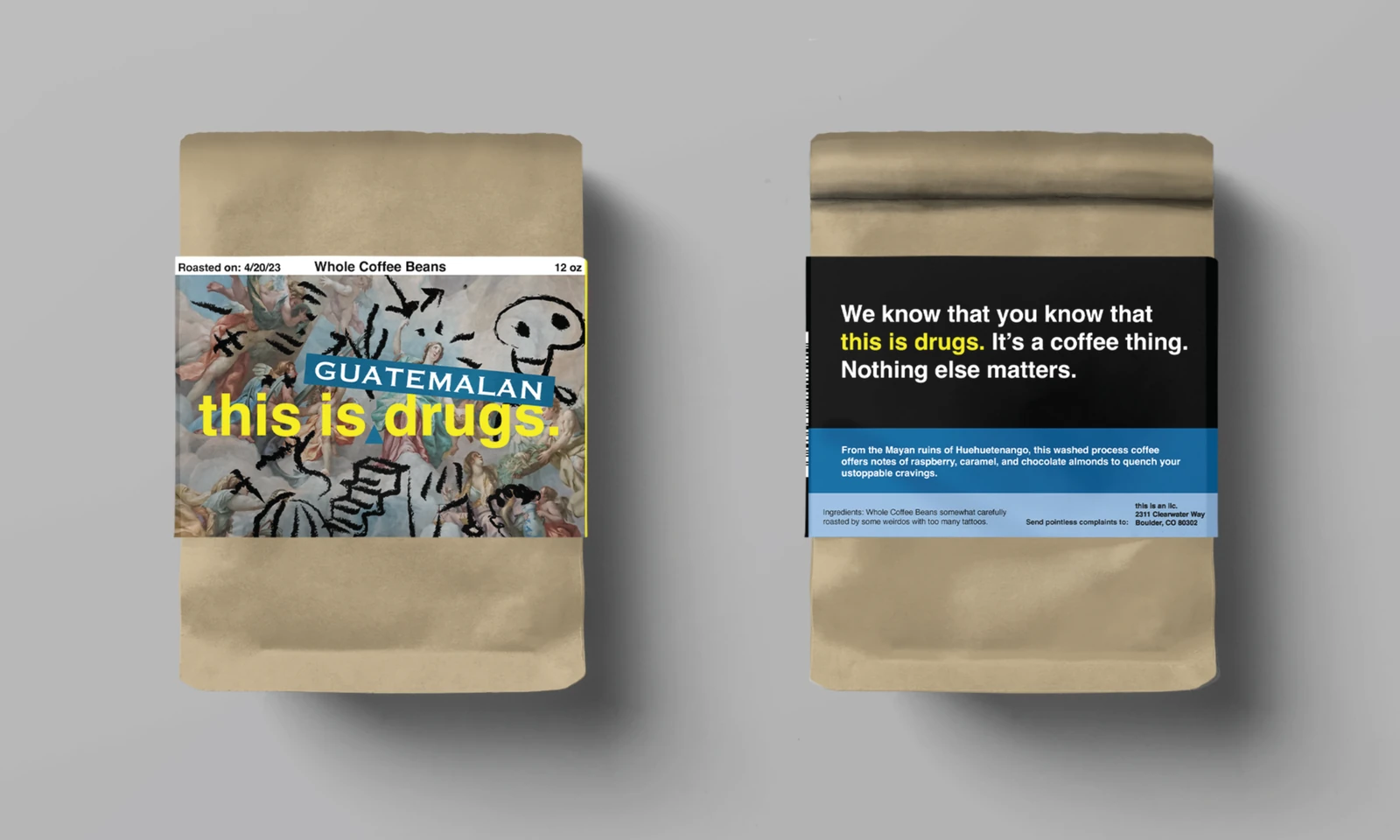 this is drugs. Guatemala coffee bag mockup