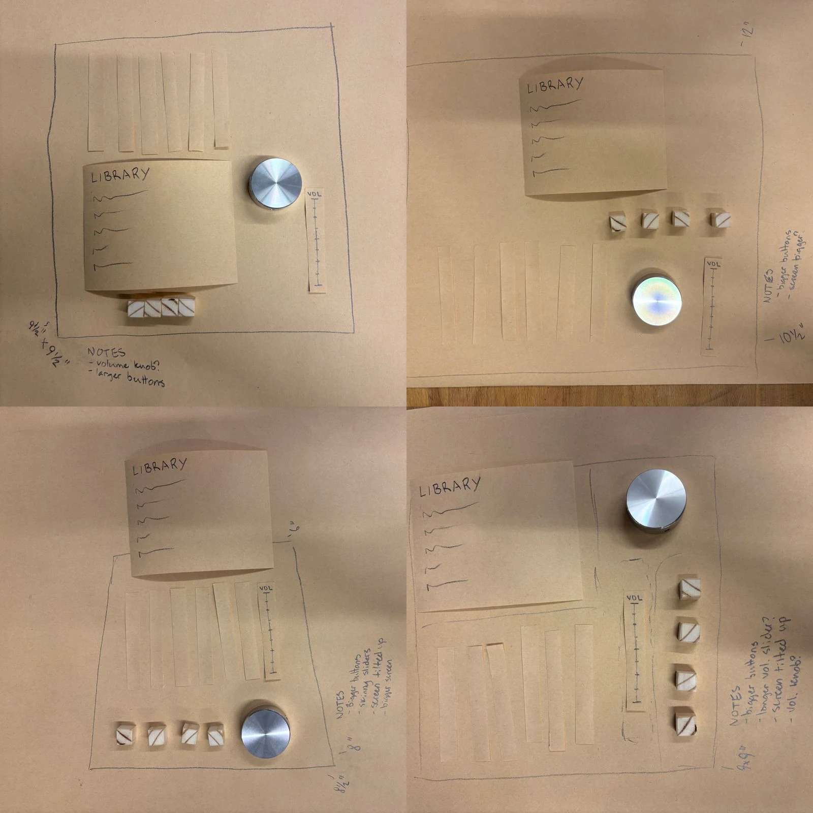 W/AV user testing — four photos of testers using early prototypes